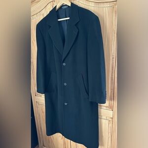 ANDREW FEZZA Wool Cashmere Single Breasted Longline Overcoat Black Size S/40